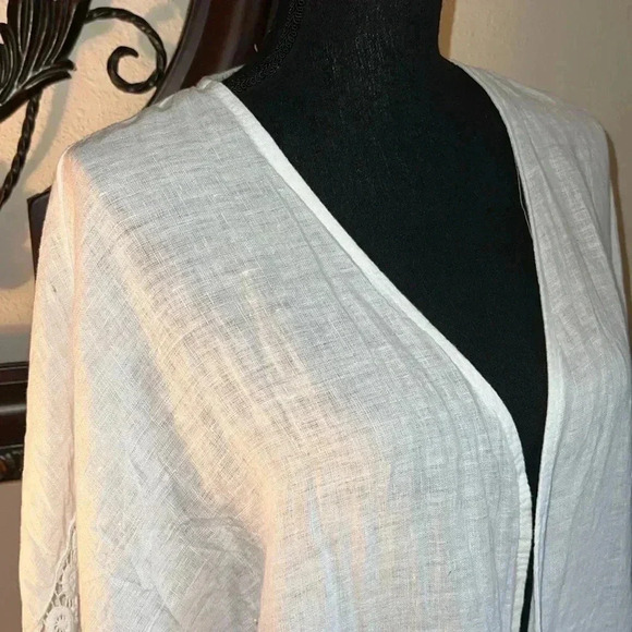 Bellambra Women’s Made in Italy 100% White 100% Linen Kimono Cover Up One Size - Picture 3 of 16